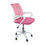 Πολυθρόνα Γραφείου BF2101-SC (χωρίς ανάκλιση) Άσπρο / Mesh Ροζ
