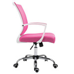 Καρέκλα γραφείου BF2120-S Άσπρο - Βάση Χρώμιο - Mesh Ροζ