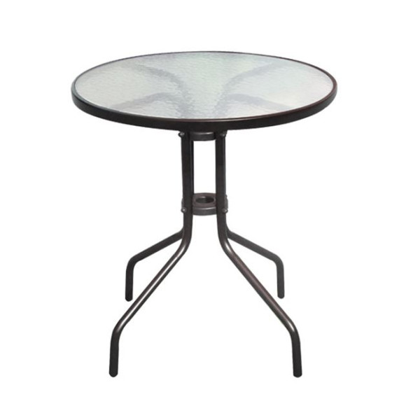 Τραπέζι BALENO (Φ60x70) Μέταλλο Βαφή Καφέ - Γυαλί Tempered