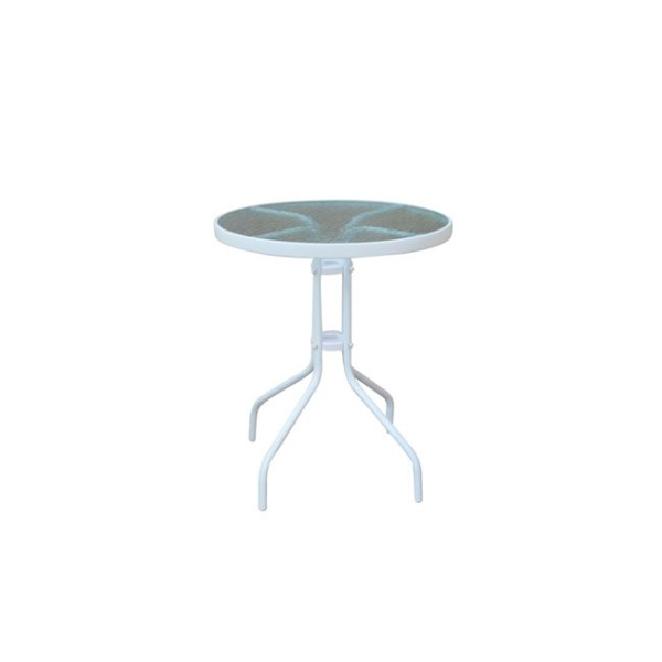 Τραπέζι BALENO (Φ60x70) Μέταλλο Βαφή Άσπρο - Γυαλί Tempered