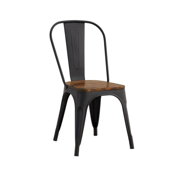 RELIX Wood Dark Oak Καρέκλα Μέταλλο Βαφή Μαύρο 45x53x85cm