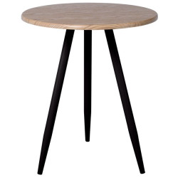 NATURALE Τραπέζι Φ60cm Μέταλλο Βαφή Μαύρο, Επιφάνεια Φυσικό Φ60cm H.70cm
