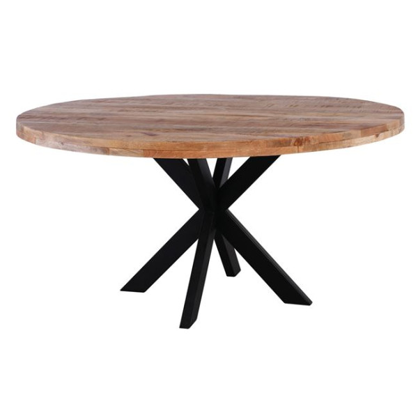 SAGAR Τραπέζι Τραπεζαρίας, Μέταλλο Βαφή Μαύρο, Ξύλο Mango Φυσικό Φ150cm H.78cm