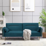FLICK Καναπές - Κρεβάτι Σαλονιού - Καθιστικού, 3Θέσιος Ύφασμα Velure Petrol Sofa:211x87x81-Bed:211x111x40