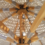 ΟΜΠΡΕΛΑ Ξύλινη 250x250cm, Πλεκτό Μακραμέ Μπεζ (Pole Φ48mm)