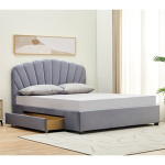 ARIEL Κρεβάτι Διπλό για Στρώμα 160x200cm, με Συρτάρι, Velure Απόχρωση Γκρι