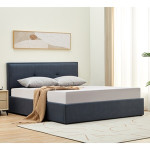 WALTER Κρεβάτι Διπλό με Χώρο Αποθήκευσης, για Στρώμα 160x200cm, Ύφασμα Σκούρο Γκρι