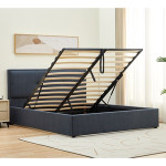 WALTER Κρεβάτι Διπλό με Χώρο Αποθήκευσης, για Στρώμα 160x200cm, Ύφασμα Σκούρο Γκρι