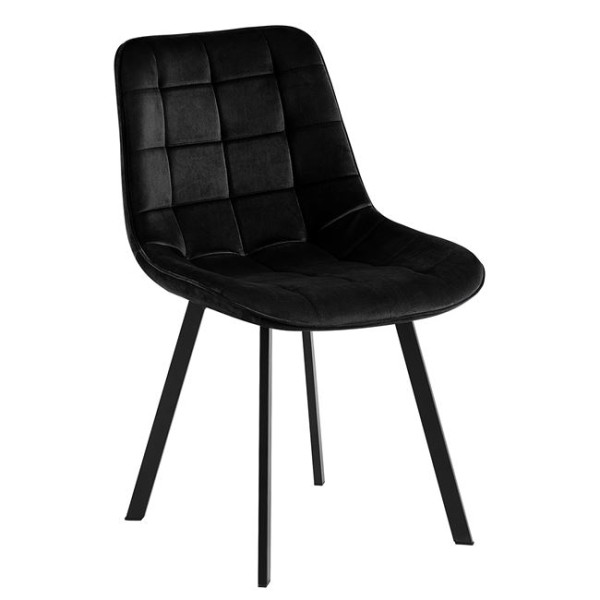MYRIAM Καρέκλα Τραπεζαρίας, Μέταλλο Βαφή Μαύρο, Ύφασμα Velure Απόχρωση Μαύρο