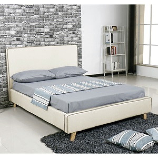 MORISSON Κρεβάτι Διπλό, για Στρώμα 160x200cm, Ύφασμα Εκρού
