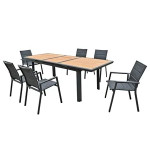 NAPOLI Πολυθρόνα Dining Αλουμίνιο Βαφή Μαύρο, Textilene Ανθρακί, Στοιβ/νη
