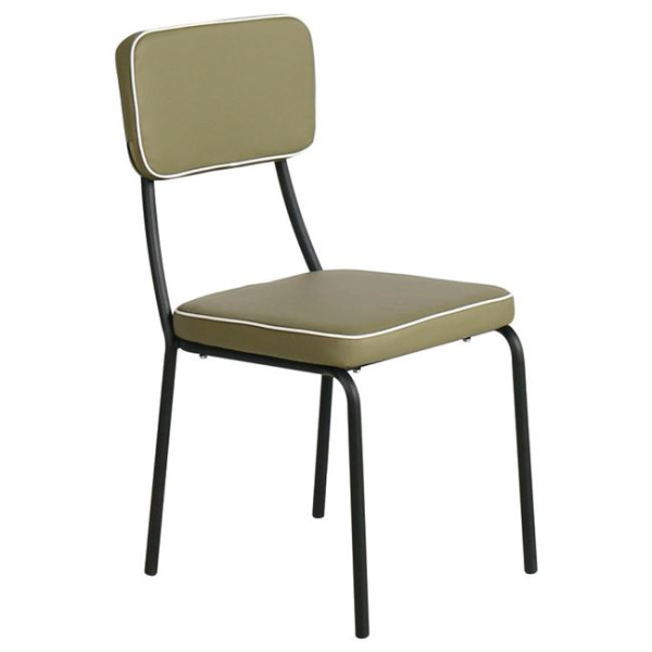 Καρέκλα Μεταλλική MARLEY (43x44x90) Μαύρη/Pu Λαδί