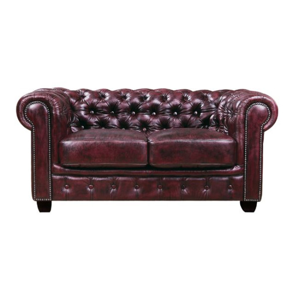 Καναπές διθέσιος CHESTERFIELD-689 T. (160x92x72) Δέρμα Antique Red