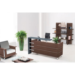 Reception PROLINE (180x75x110) Σκ.Καρυδί/Μαύρο