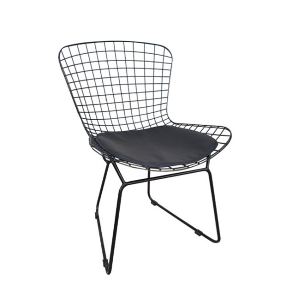 Καρέκλα μεταλλική SAXON Μαύρη/Μαξιλάρι Μαύρο PU