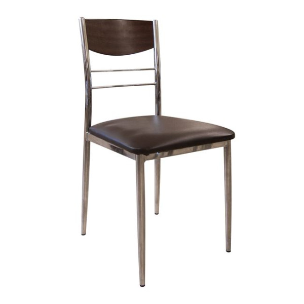 Καρέκλα μεταλλική DINO Χρώμιο/Wenge/Καφέ