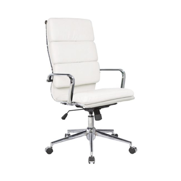 Πολυθρόνα γραφείου διευθυντή BF4800 Χρώμιο/PU Λευκό