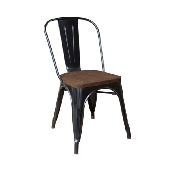 Καρέκλα Μεταλλική RELIX Wood (45x51x85) Μαύρη