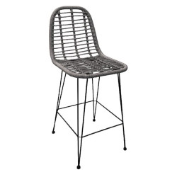 Σκαμπώ Bar SALSA (45x55x113) Μεταλ.Μαύρo/Wicker Γκρι