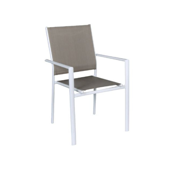Πολυθρόνα μεταλλική LANSON (55x55x86) Λευκή/Textilene Cappuccino