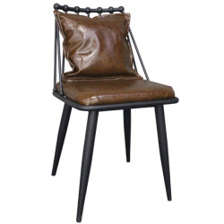Καρέκλα Μεταλλική DANTE (53x43x77) Μαύρη/PU Vintage Brown