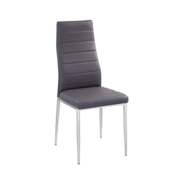 Καρέκλα μεταλλική JETTA-I Χρώμιο/PVC Γκρι (Συσκ.6)