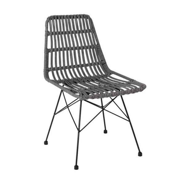 Καρέκλα μεταλλική SALSA (48x59x80) Μεταλ.Μαύρη/Wicker Γκρι