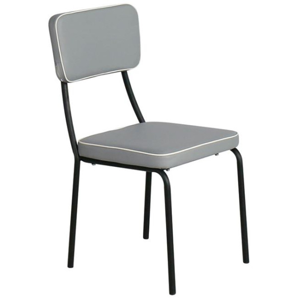 Καρέκλα Μεταλλική MARLEY (43x44x90) Μαύρη/Pu Αν.Γκρι
