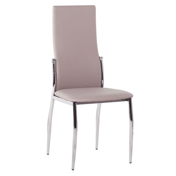 FRESH K/D Καρέκλα μεταλλική χρώμιο/PVC Cappuccino