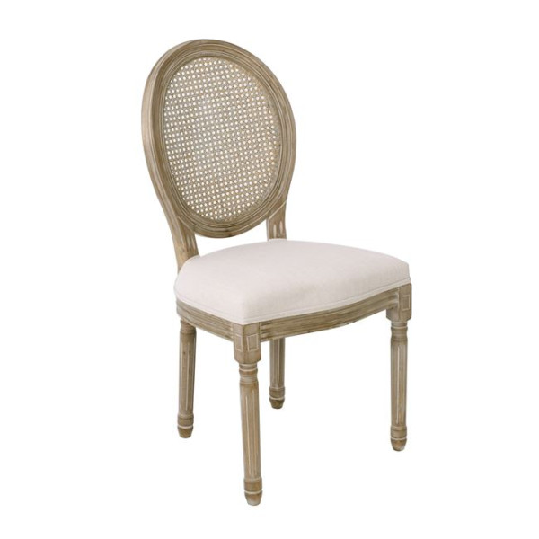 Καρέκλα JAMESON (49x58x95) Decape με Ψάθα/Ύφασμα Εκρού