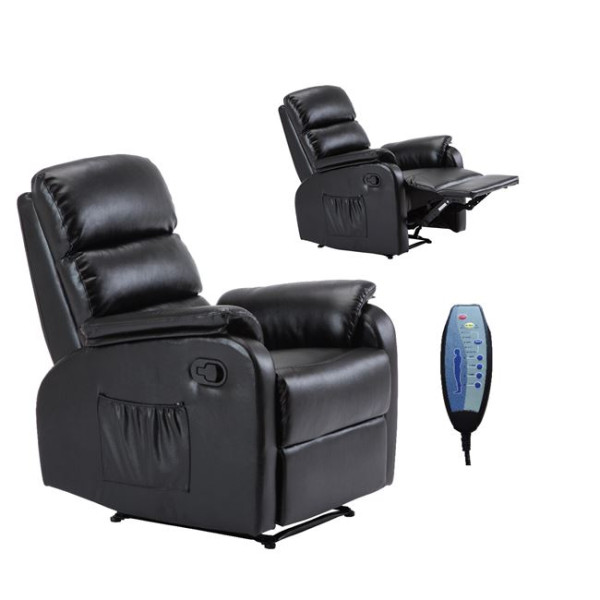 Πολυθρόνα Relax COMFORT Massage (79x97x101) Pu Μαύρο