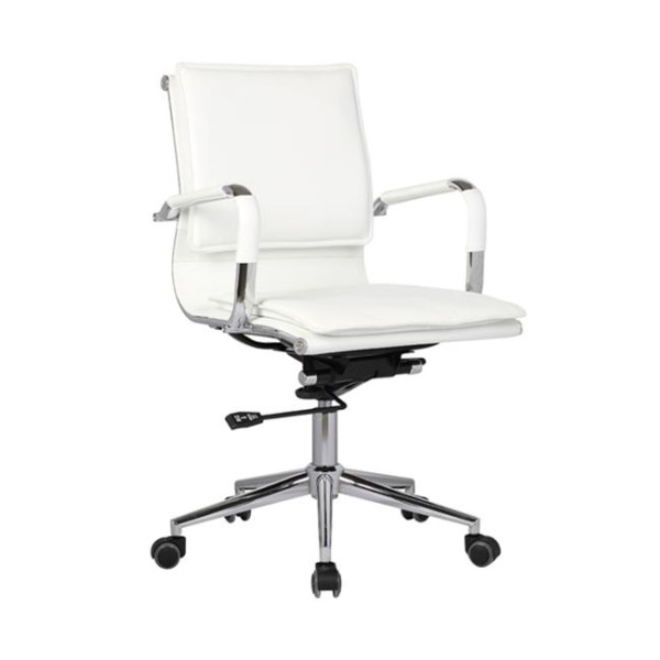 Πολυθρόνα γραφείου BF3601 Χρώμιο/PU Λευκό