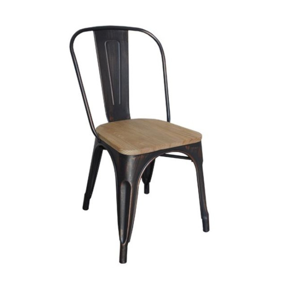 Καρέκλα Μεταλλική RELIX Wood (45x51x85) Antique Black