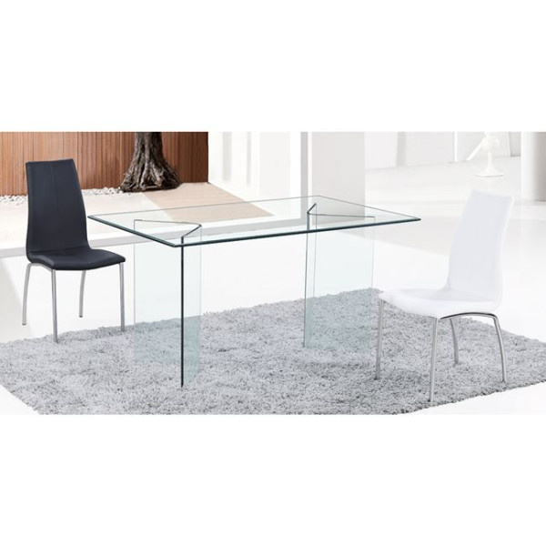 Τραπεζαρία γυάλινη GLASSER CLEAR (150x90x75) Διάφανο