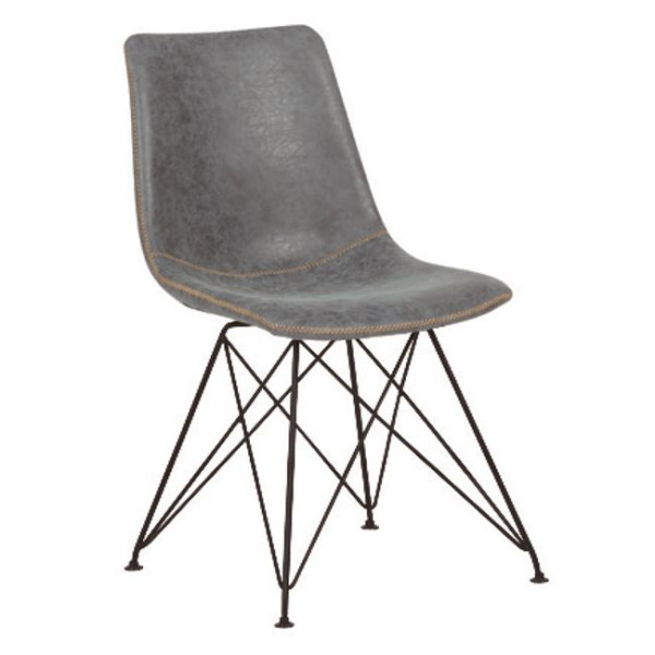 Καρέκλα μεταλλική PANTON (43x57x81) Μεταλ.Μαύρη/Pu Vintage Grey