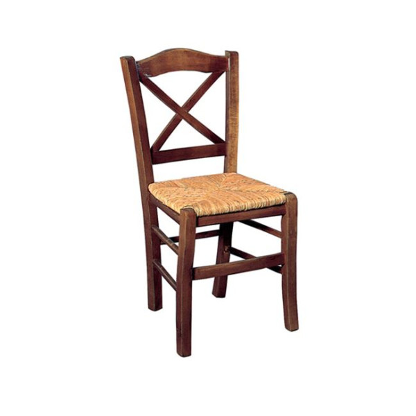 METRO Καρέκλα ξύλινη με Ψάθα Εμποτισμού Καρυδί