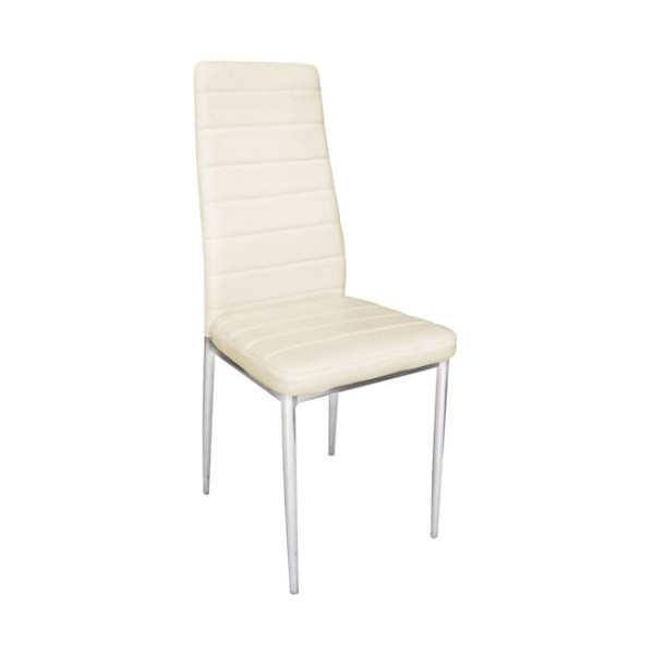 Καρέκλα μεταλλική JETTA-I Χρώμιο/PVC Εκρού (Συσκ.6)