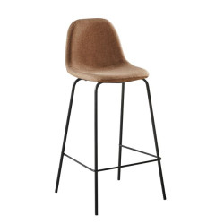 Σκαμπώ BAR Μεταλλικό CELINA (47x51x106) Μαύρο/ Ύφασμα Καφέ