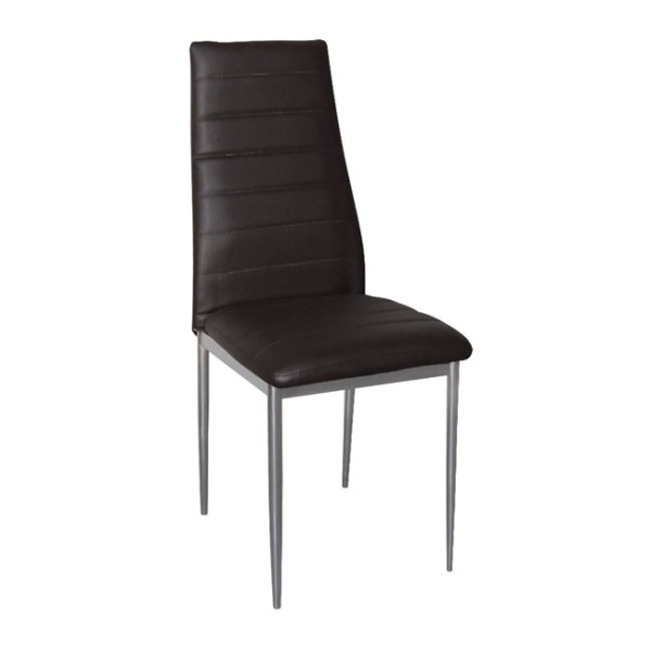 Καρέκλα μεταλλική JETTA Βαφή Γκρι/PVC Σκούρο Καφέ (Συσκ.6)