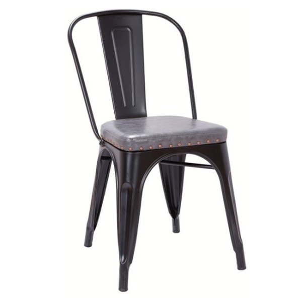 Καρέκλα μεταλλική RELIX (45x51x82) Μεταλ.Μαύρη Matte/PU Κάθ.Σκ.Γκρι