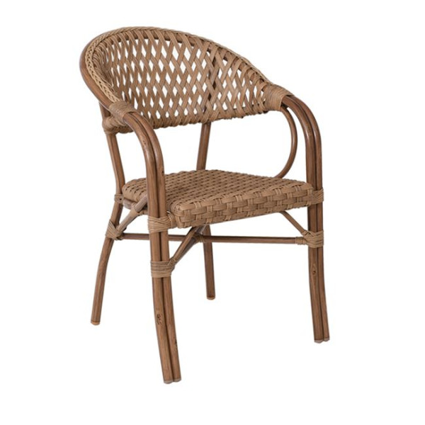 Πολυθρόνα VEGERA Rattan (56x60x84) ALU & Wicker Φυσικό