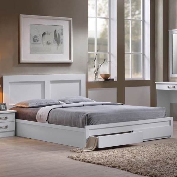 LIFE κρεβάτι διπλό με συρτάρια (160x200) Λευκό