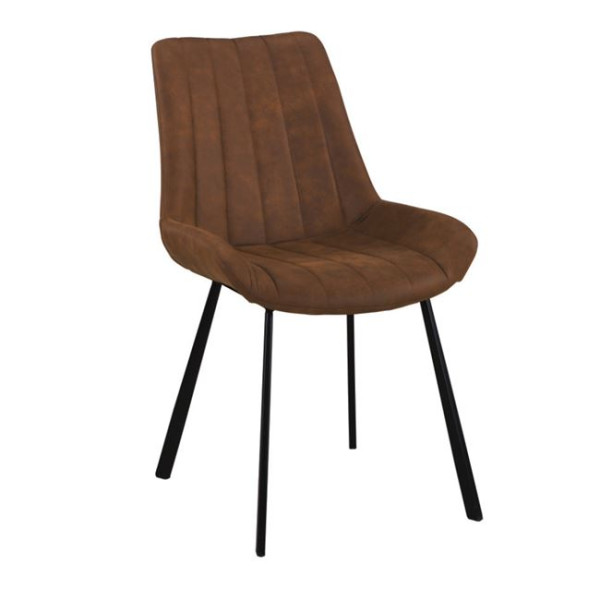 Καρέκλα Μεταλλική MATT (55x61x88) Μαύρη/Ύφασμα Suede Καφέ