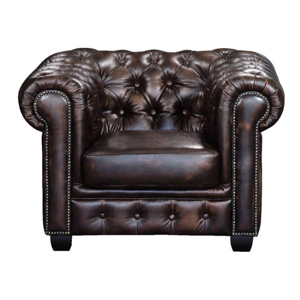 Πολυθρόνα CHESTERFIELD-689 T. (103x92x72) Δέρμα Καφέ