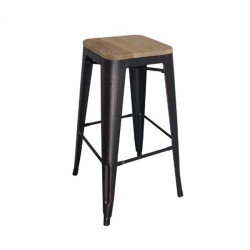 Σκαμπώ μεταλλικό BAR RELIX WOOD (43x43x76) Antique Black
