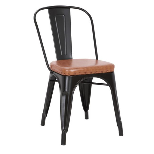 Καρέκλα μεταλλική RELIX (45x51x82) Μεταλ.Μαύρη Matte/PU Κάθ.Camel