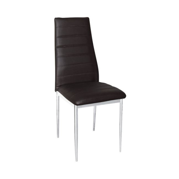 Καρέκλα μεταλλική JETTA-I Χρώμιο/PVC Σκ.Καφέ (Συσκ.6)