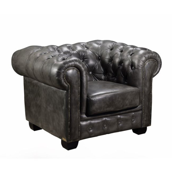 Πολυθρόνα CHESTERFIELD 689 (103x92x72) Δέρμα Antique Grey