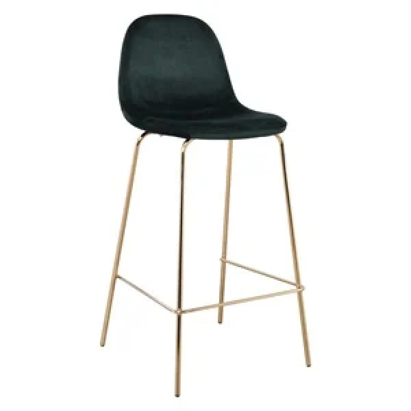 Σκαμπώ Bar μεταλλικό CELINA (47x51x77/106cm) Χρυσό/Velure Πράσινο