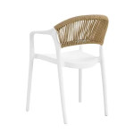 DONNA Πολυθρόνα Στοιβαζόμενη, PP-UV Άσπρο, Rope Wicker Φυσικό